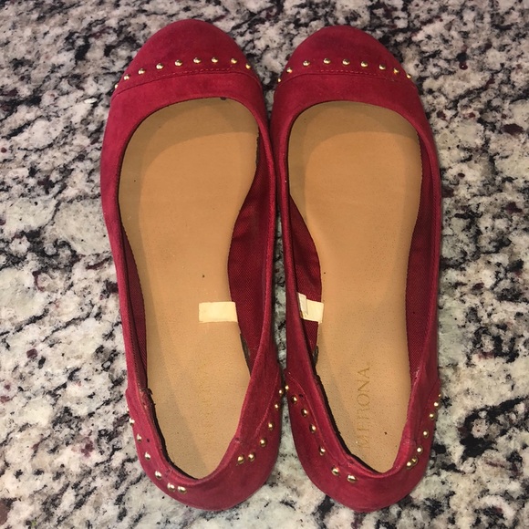 Merona Shoes - Red ballet flats with gold beading